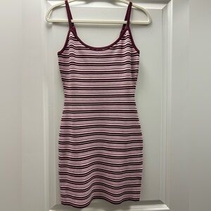 White Fox Boutique Burgundy and Pink Striped Mini Dress